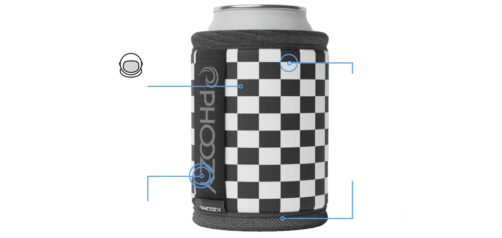 Ultralight, Spacesuit materials keep your drinks colder, longer.

It’s a lifejacket for your beer, seltzer, water, coldbrew, or anything in a can.

The “No-Touch Bottom” keeps your can off of hot surfaces to keep your drink colder, longer. 